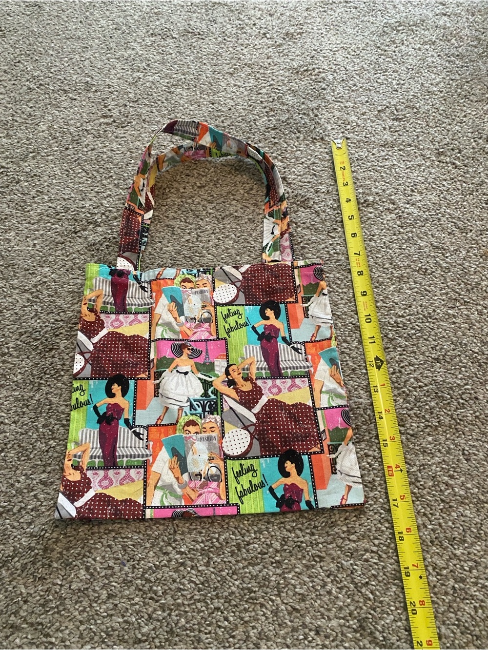 Vintage-Inspired Multicolor Canvas Tote Bag - Picture 4 of 6
